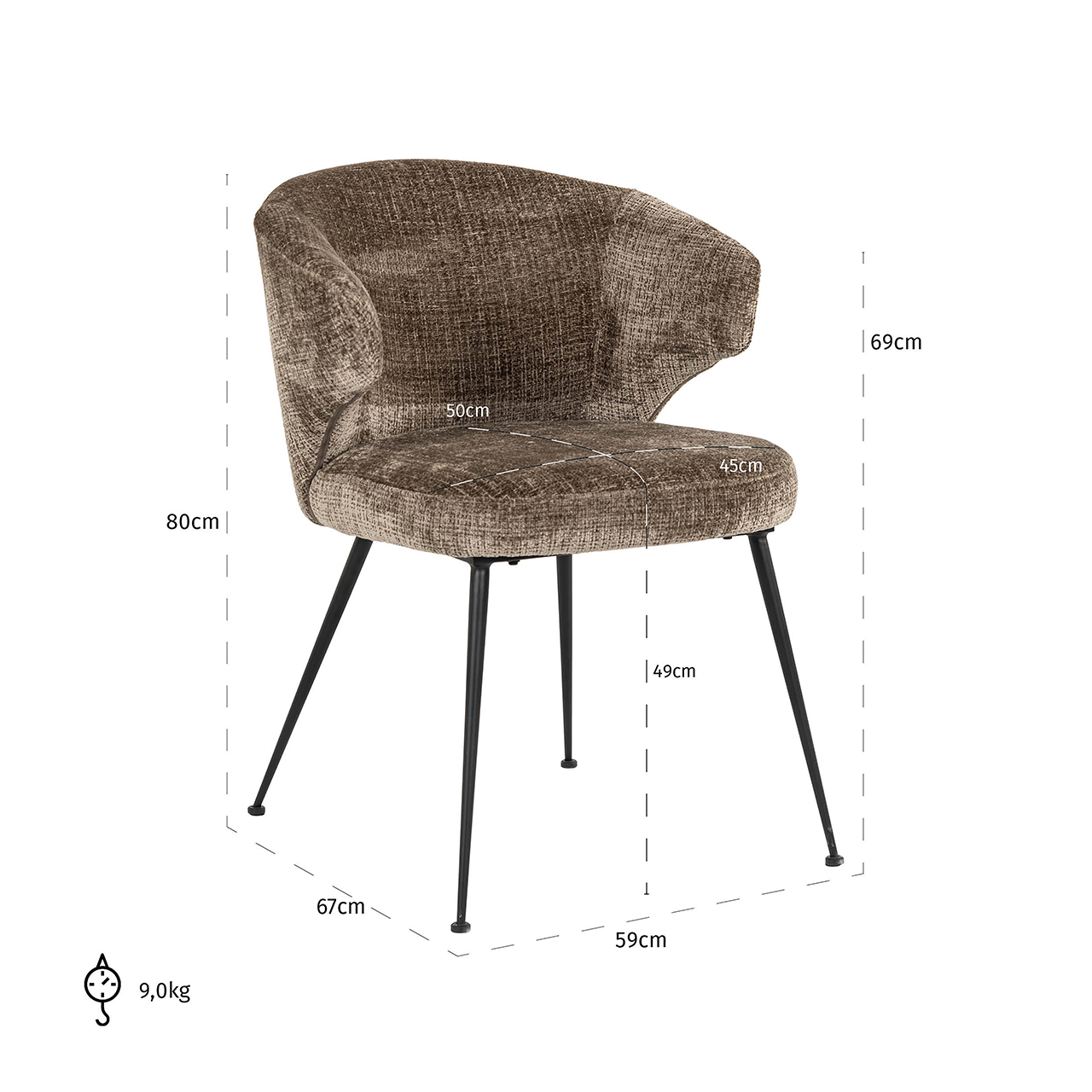 Valgomojo kėdė Xandra stone chenille fire retardant 5 Valgomojo kėdė Xandra stone chenille fire retardant - Image 5
