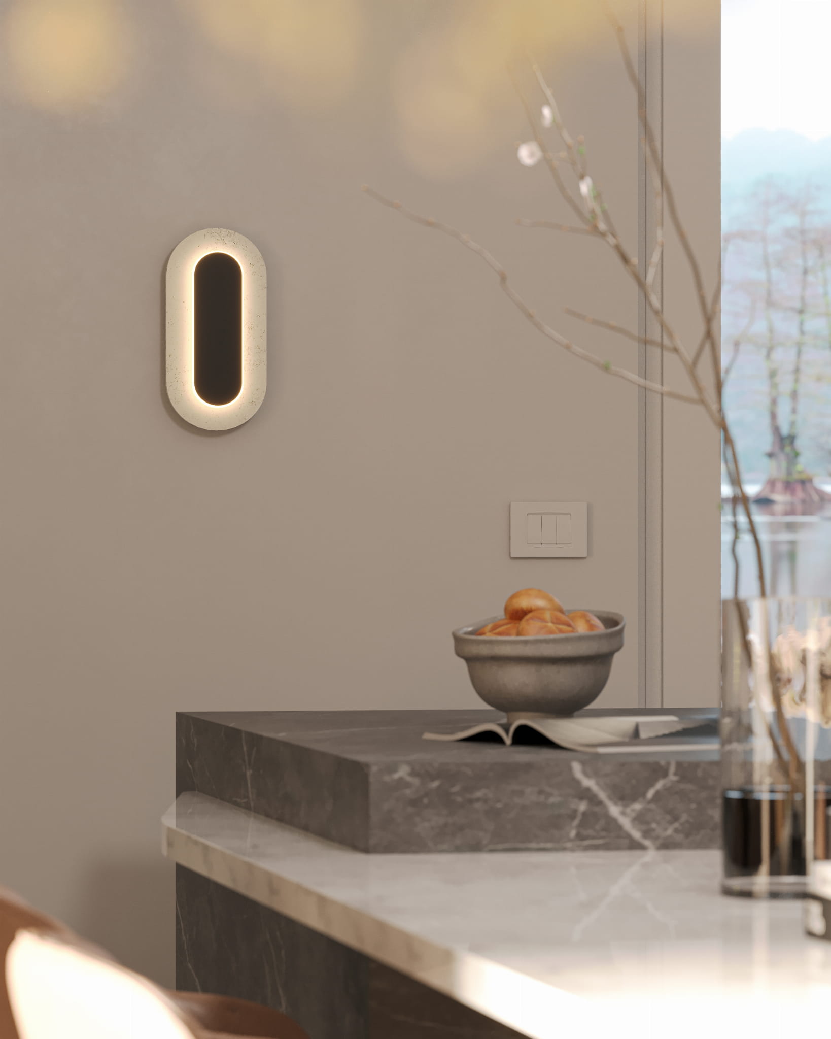 Sieninis šviestuvas W0393 Travertino Oval 4 Sieninis šviestuvas W0395 Travertino 14W (Kopija), Lima Design, Šviestuvai, Greitas pristatymas, Pakabinamas šviestuvas
