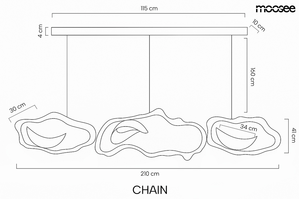 MOOSEE CHAIN 210 auksinis pakabinamas šviestuvas 8 MOOSEE CHAIN 210 auksinis pakabinamas šviestuvas, Lima Design, isankstiniai, Greitas pristatymas, Pakabinamas šviestuvas