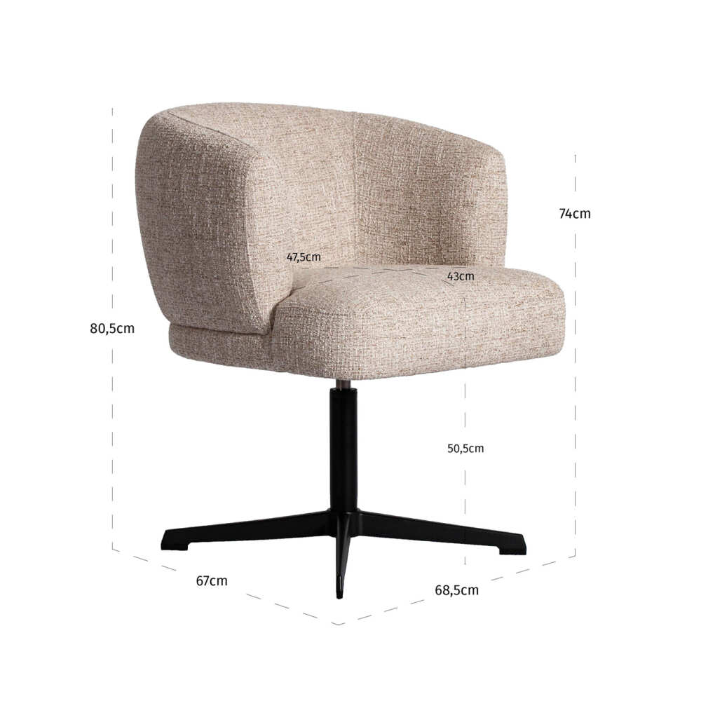 Dining chair Dinan cream tweed fire retardant - swivel, Lima Design, Prekiniai ženklai, Richmond interiors,
