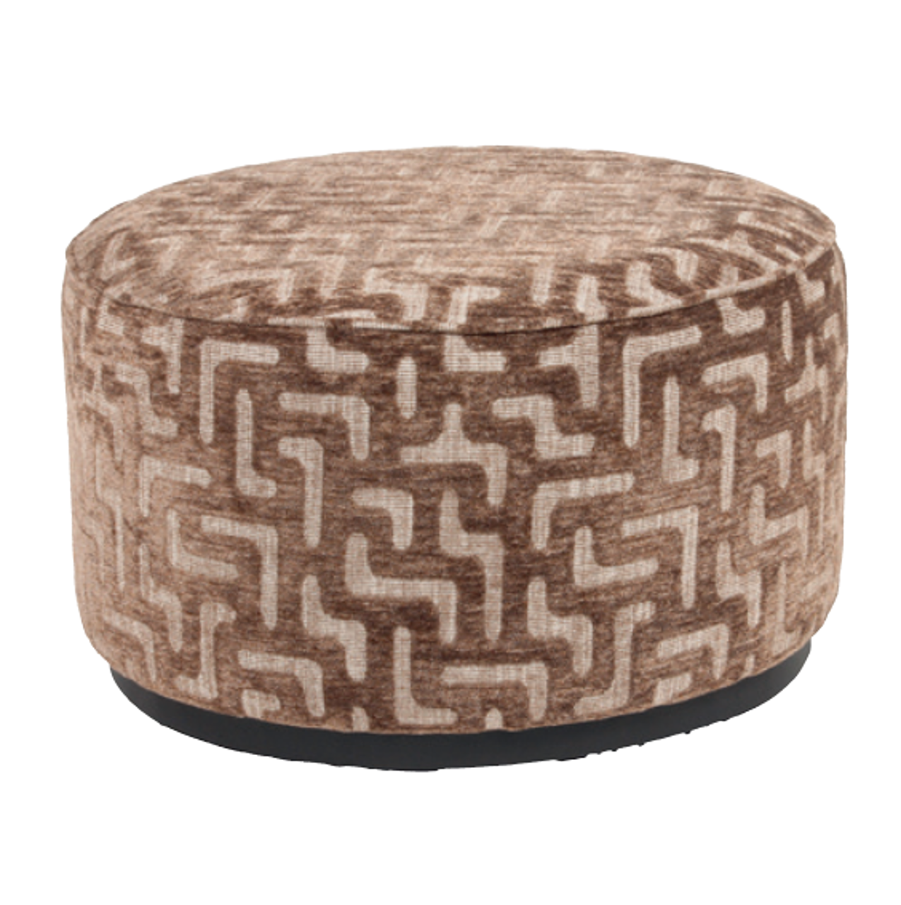 Pufas Lexie brown labyrinth 70Ø 1 Pufas Lexie beige chevron 70Ø (Kopija), Lima Design, Minkštieji baldai, Richmond interiors, pufas