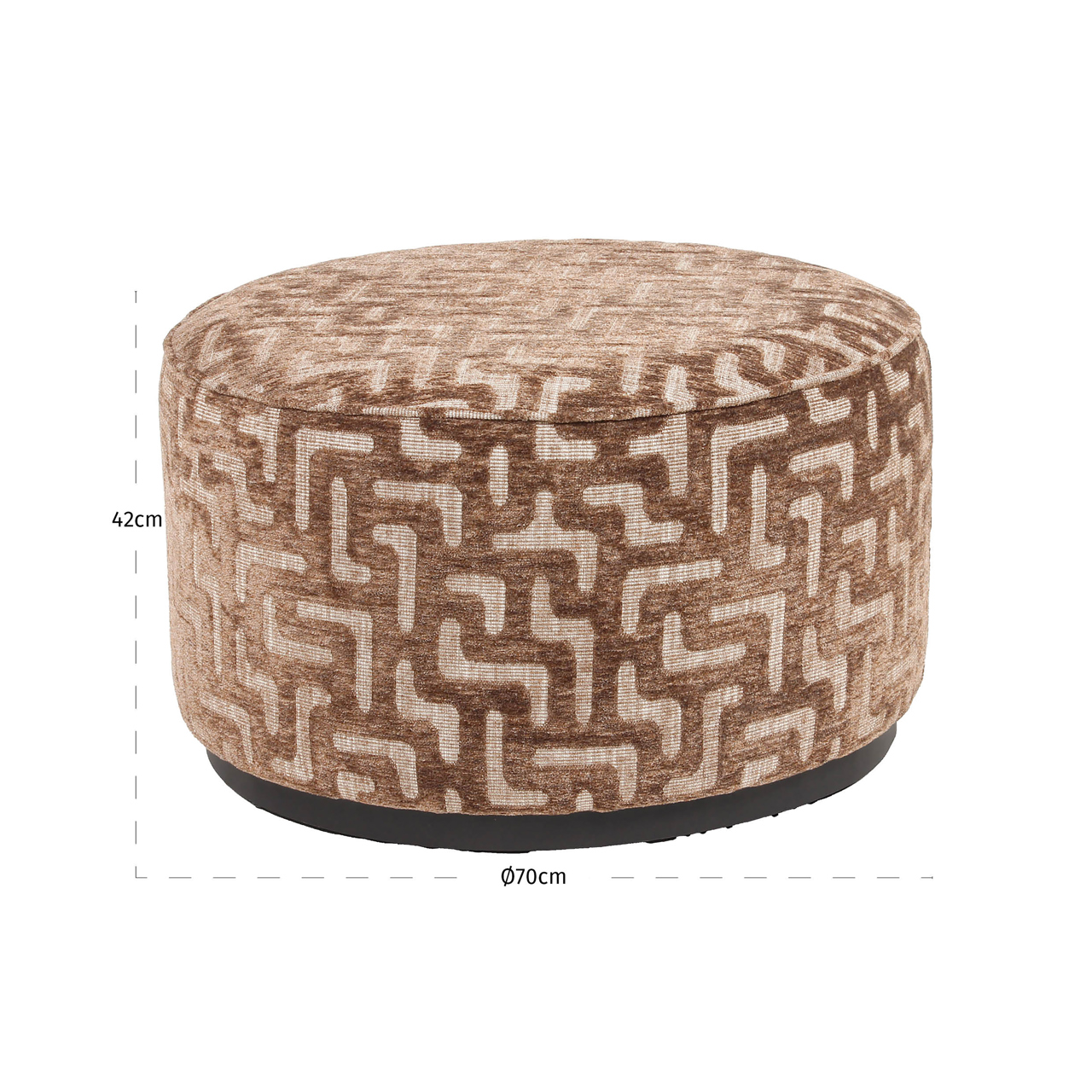 Pufas Lexie brown labyrinth 70Ø 3 Pufas Lexie beige chevron 70Ø (Kopija), Lima Design, Minkštieji baldai, Richmond interiors, pufas