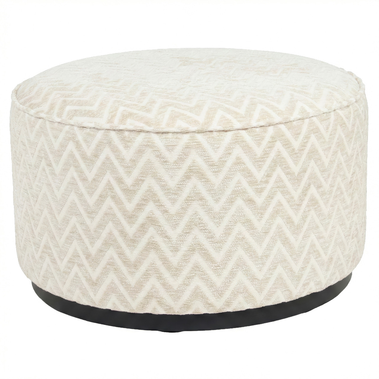 Pufas Lexie beige chevron 70Ø 1 Pufas Corbeau sand tweed (Kopija), Lima Design, Minkštieji baldai, Richmond interiors, pufas
