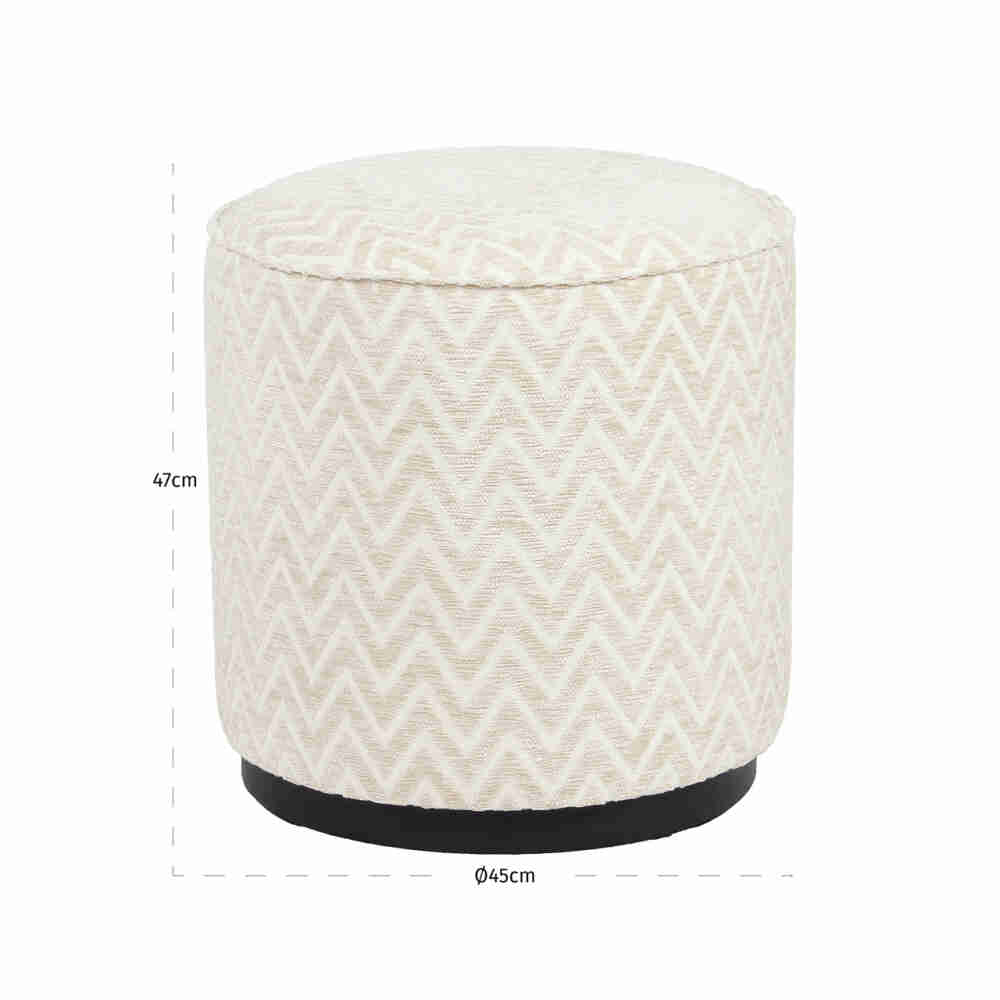 Pufas Lexie beige chevron 45Ø, Lima Design, Minkštieji baldai, Richmond interiors, pufas