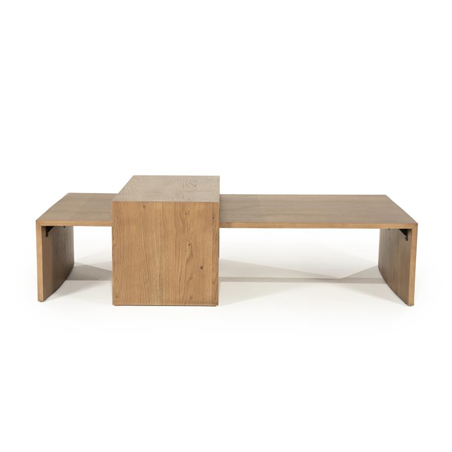 Kavos staliukų komplektas Flo 96527, šviesiai ruda, 140 × 70 × 32 cm